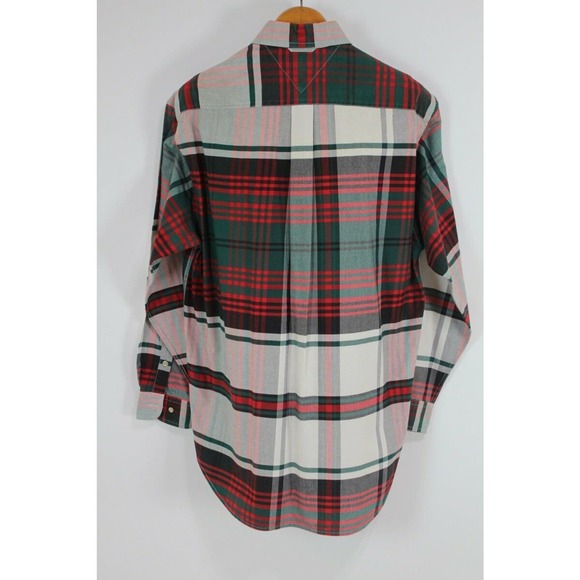 Tommy Hilfiger Long sleeve button down Shirt Red Green Plaid Mens M 100% Cotton - Picture 2 of 5